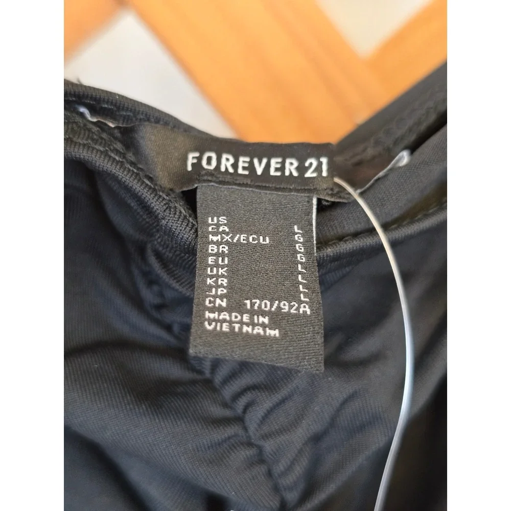 Forever 21 Ruched Bodycon Midi Dress Womens Large Black Sleeveless - New
